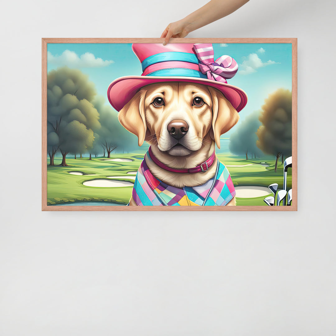 Framed photo paper poster-Labrador Retriever Golfer V9