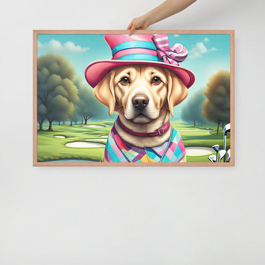 Framed photo paper poster-Labrador Retriever Golfer V9