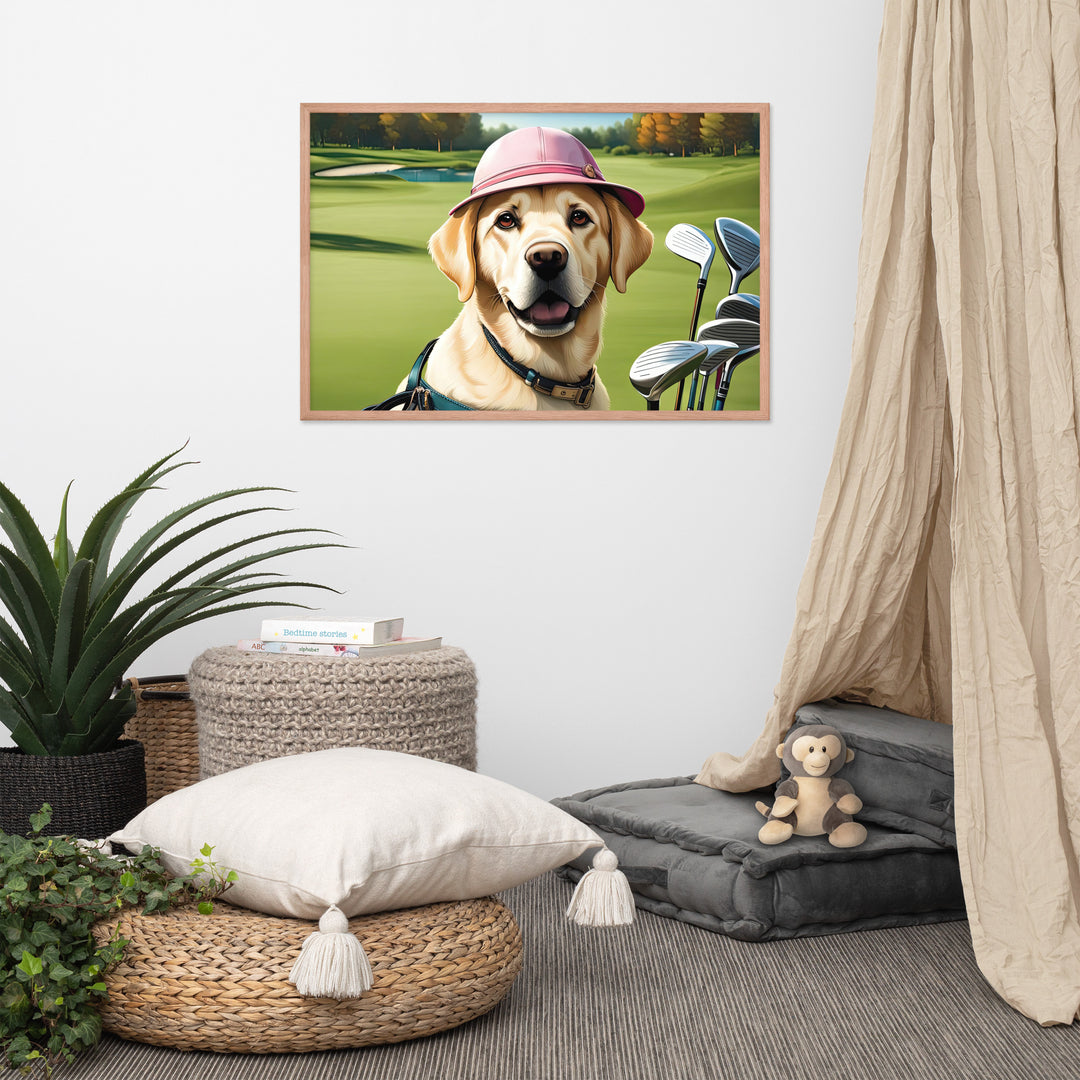 Framed photo paper poster-Labrador Retriever Golfer V19