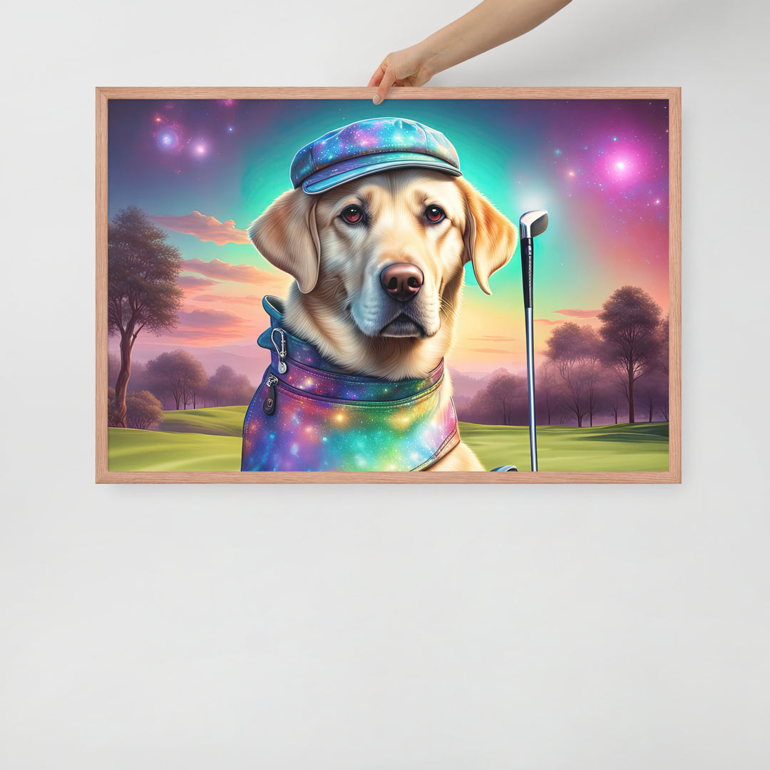 Framed photo paper poster-Labrador Retriever Golfer V21