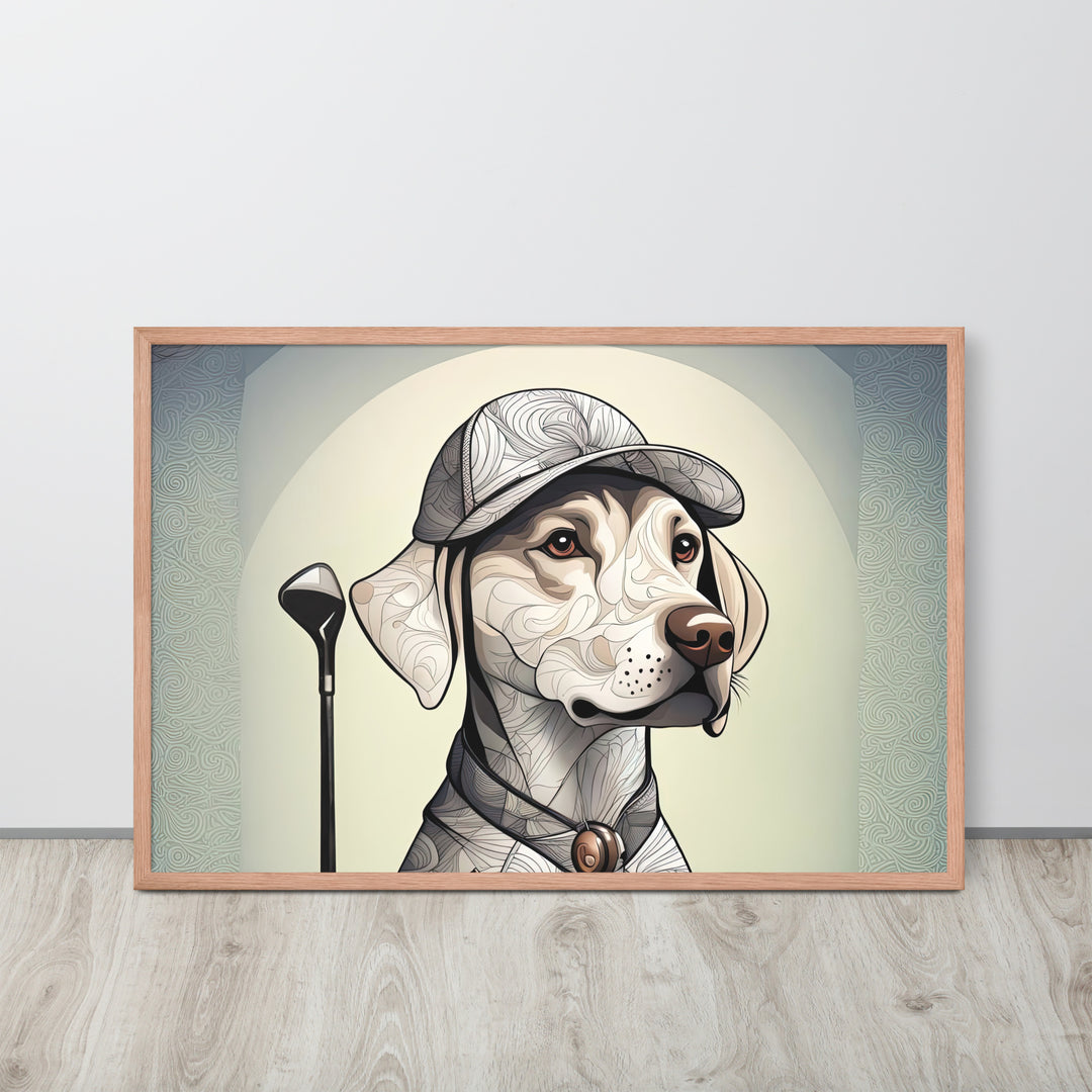 Framed photo paper poster-Labrador Retriever Golfer V22