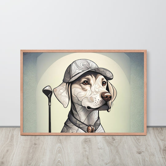 Framed photo paper poster-Labrador Retriever Golfer V22