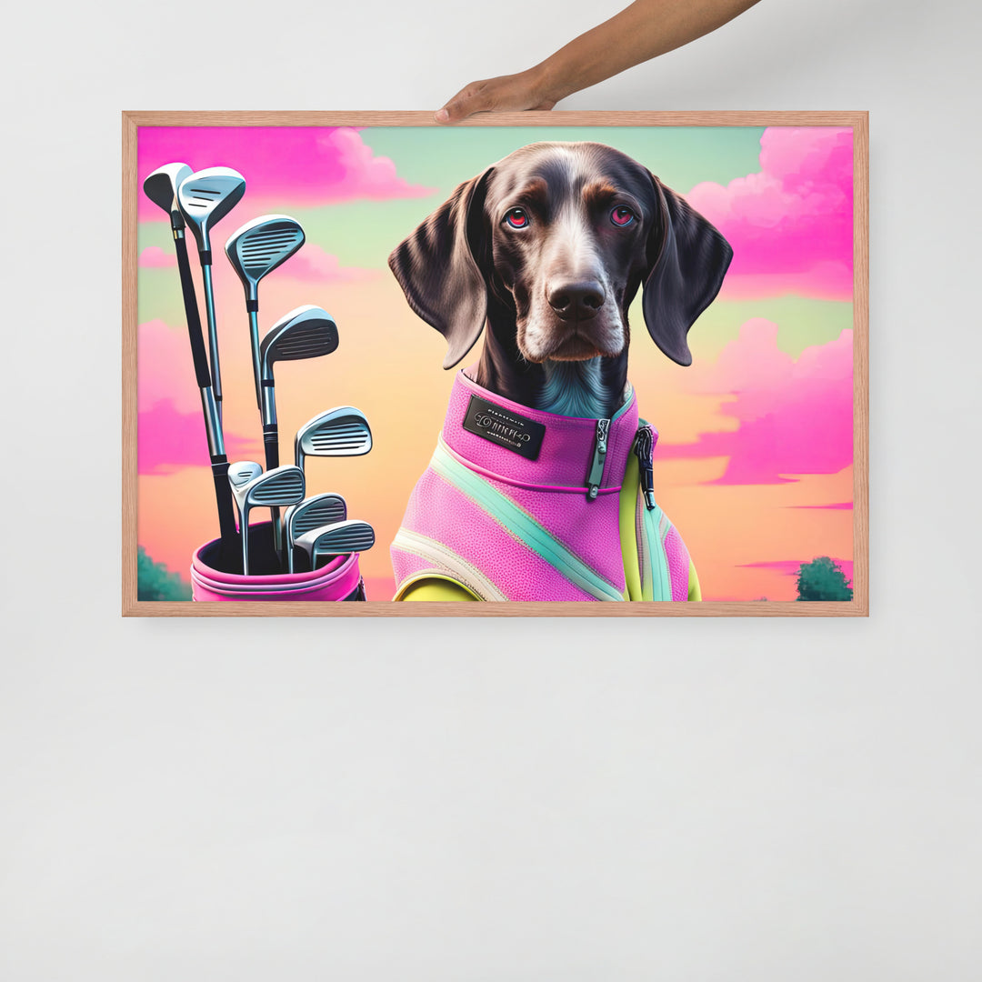 German Shorthaired Pointer Golfer- Framed photo paper poster v3