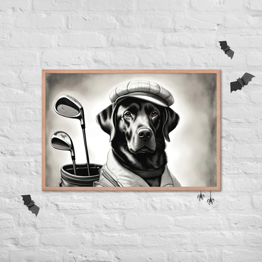 Framed photo paper poster-Labrador Retriever Golfer V11