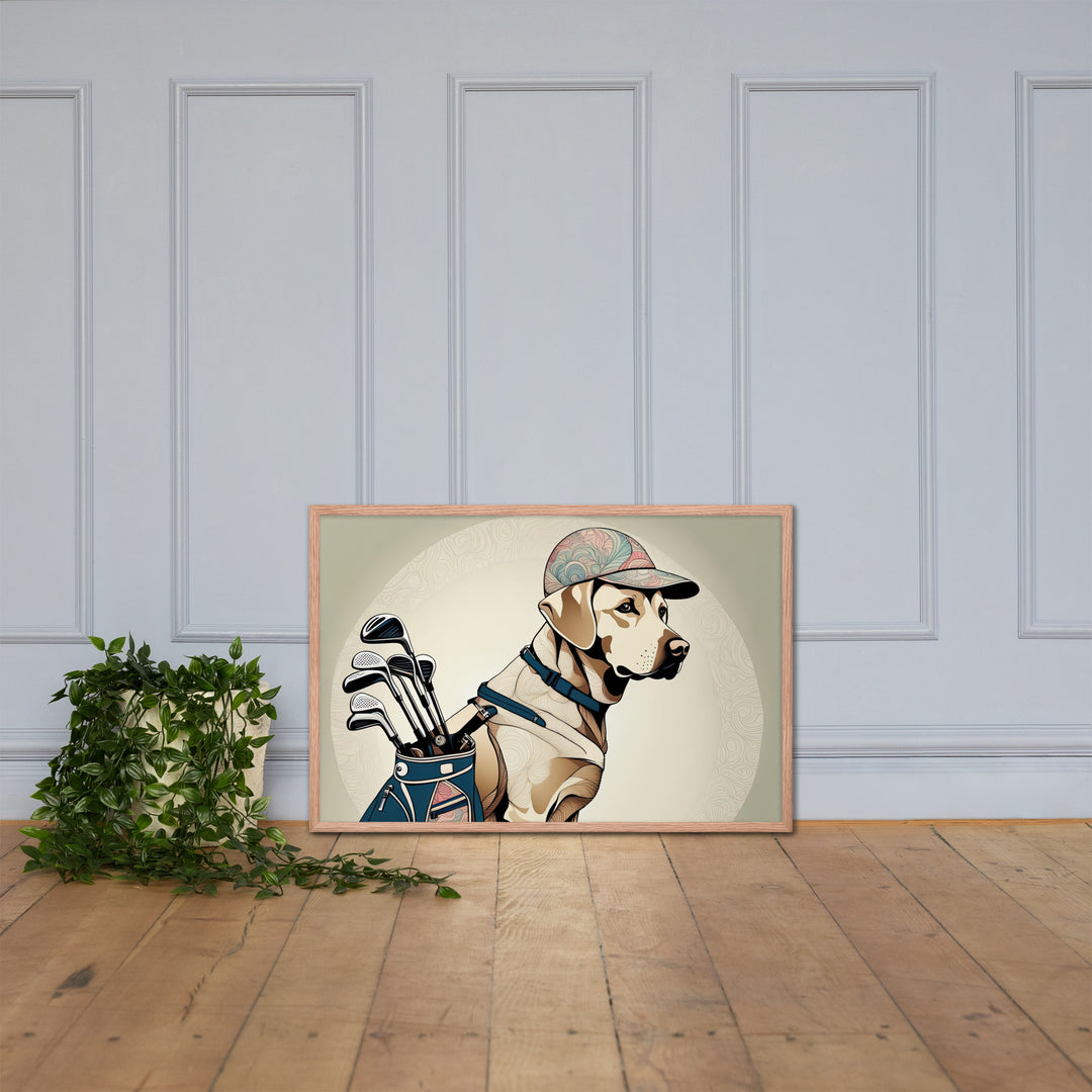 Framed photo paper poster-Labrador Retriever Golfer