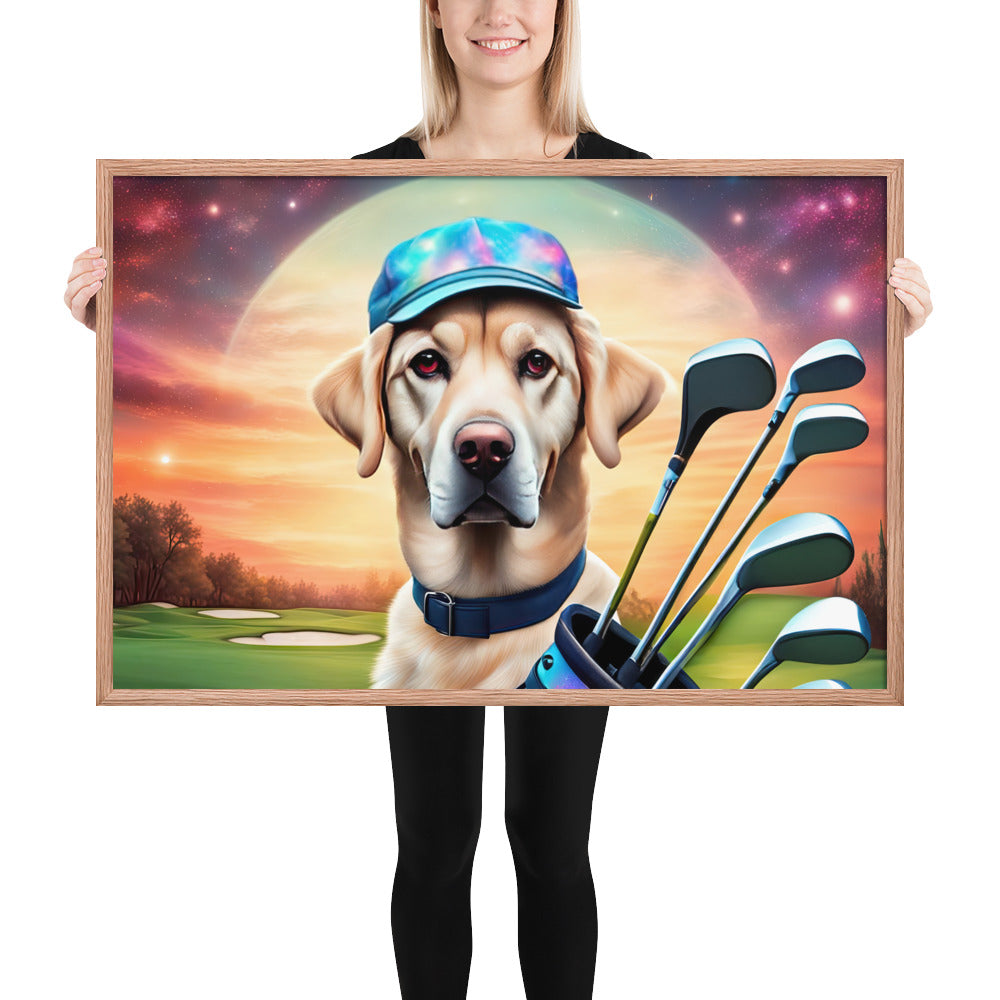 Framed photo paper poster-Labrador Retriever Golfer V12