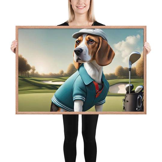 Beagle Golfer- Framed photo paper poster v2