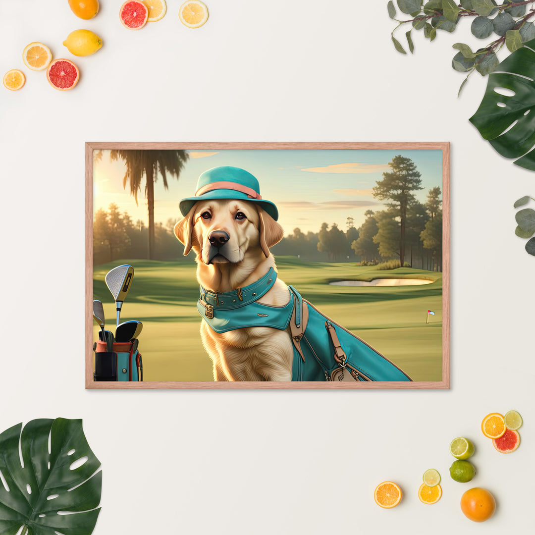 Framed photo paper poster-Labrador Retriever Golfer V12