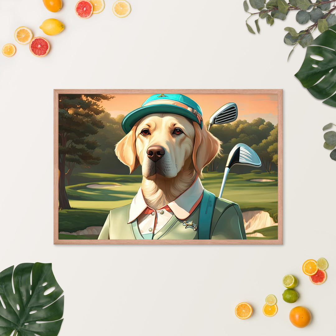 Framed photo paper poster-Labrador Retriever Golfer V14