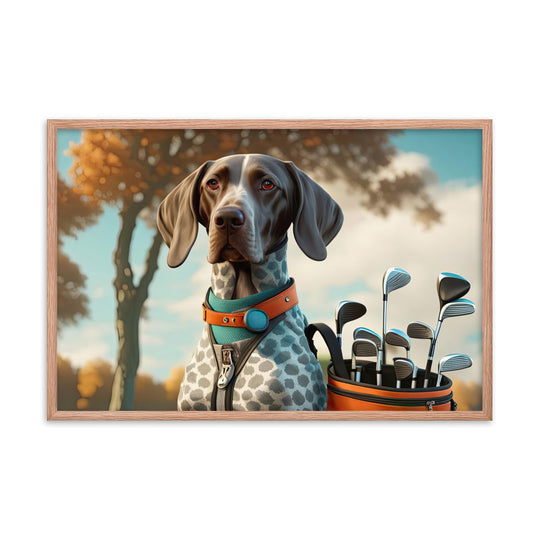 German Shorthaired Pointer Golfer- Framed photo paper poster