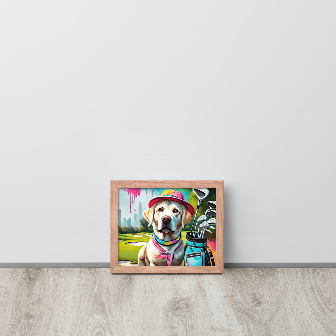 Framed photo paper poster-Labrador Retriever Golfer V15