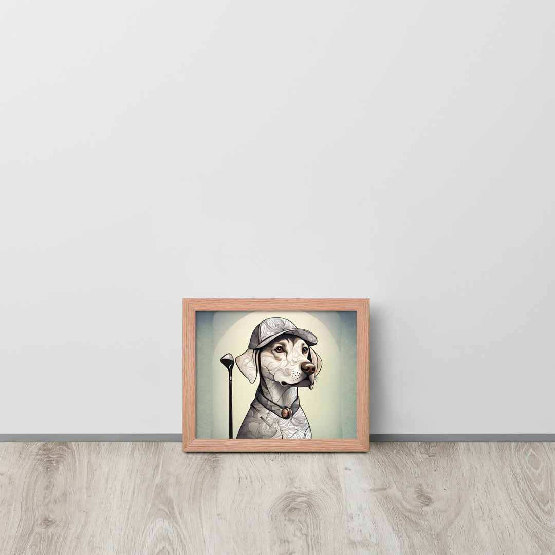 Framed photo paper poster-Labrador Retriever Golfer V22