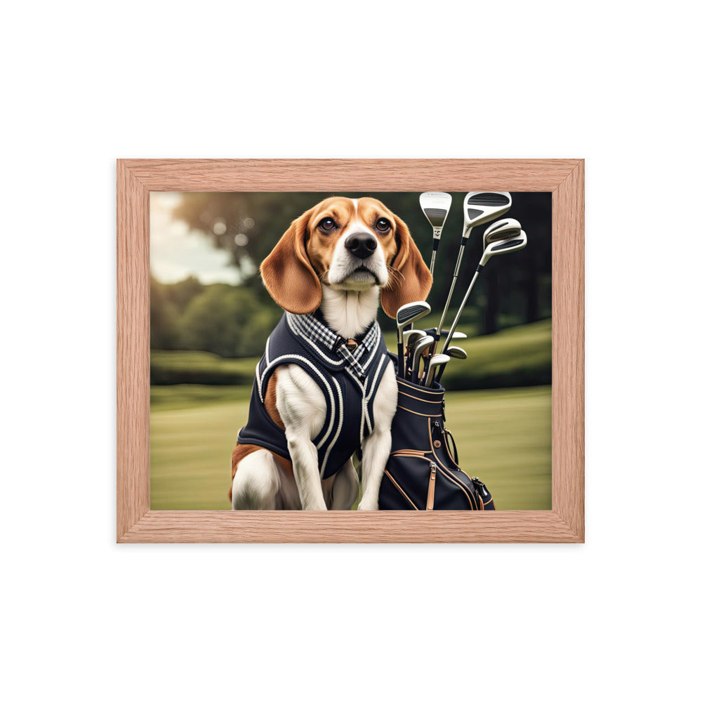 Beagle Golfer- Framed photo paper poster