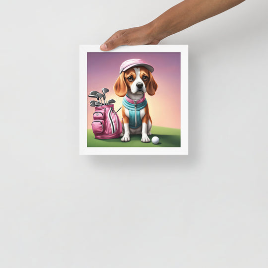 Beagle Golfer- Framed photo paper poster v3