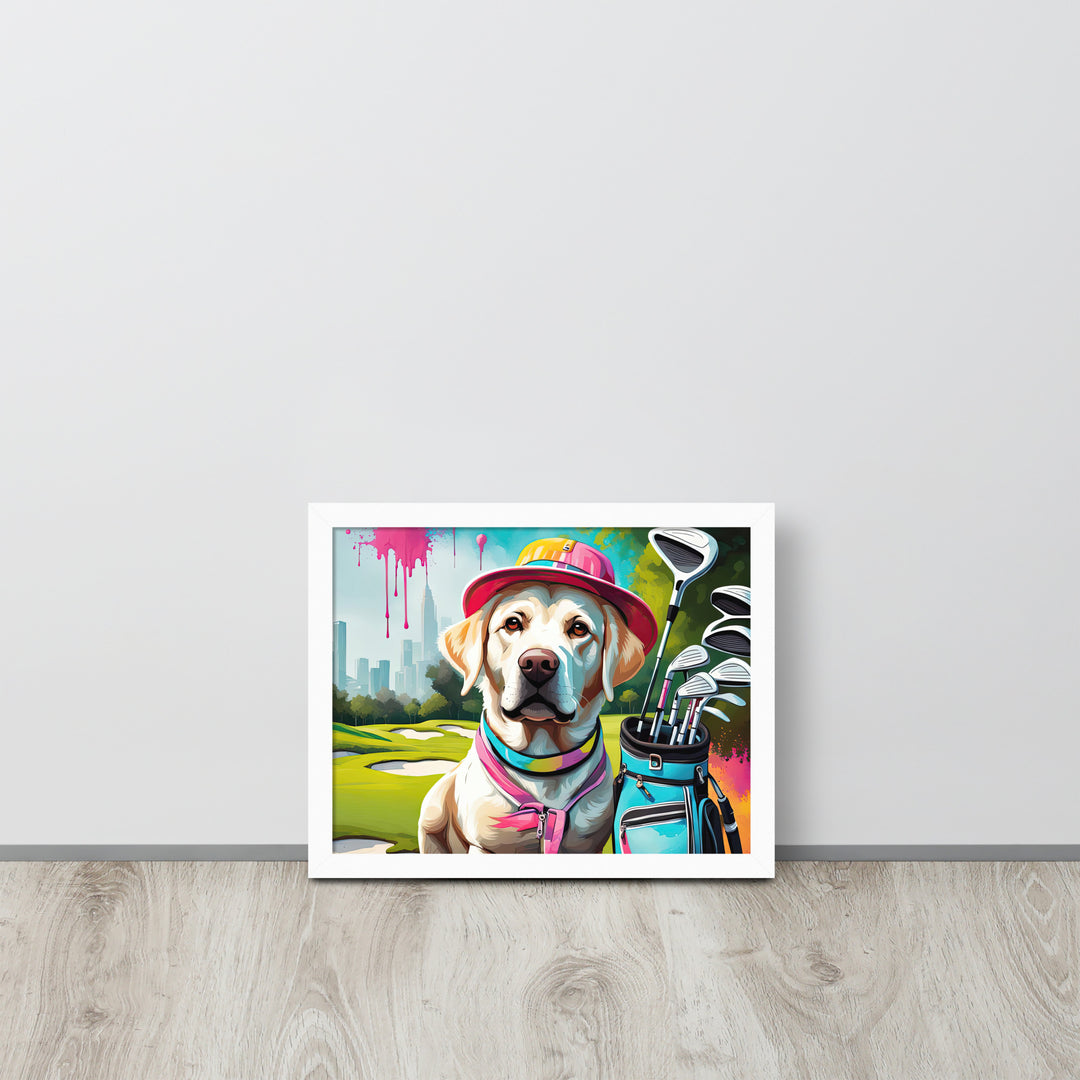 Framed photo paper poster-Labrador Retriever Golfer V15