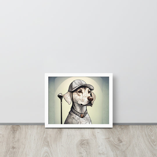 Framed photo paper poster-Labrador Retriever Golfer V22