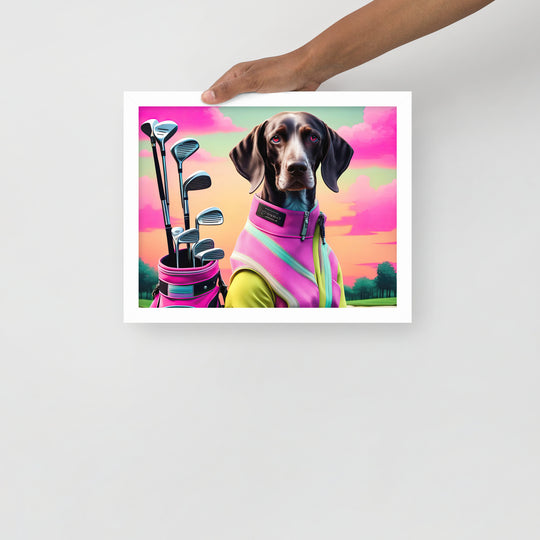 German Shorthaired Pointer Golfer- Framed photo paper poster v3