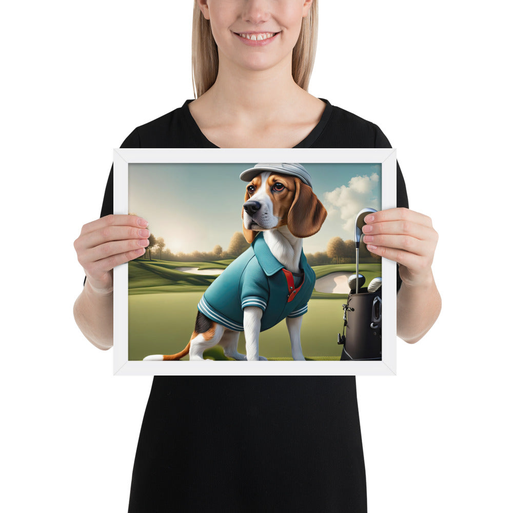 Beagle Golfer- Framed photo paper poster v2