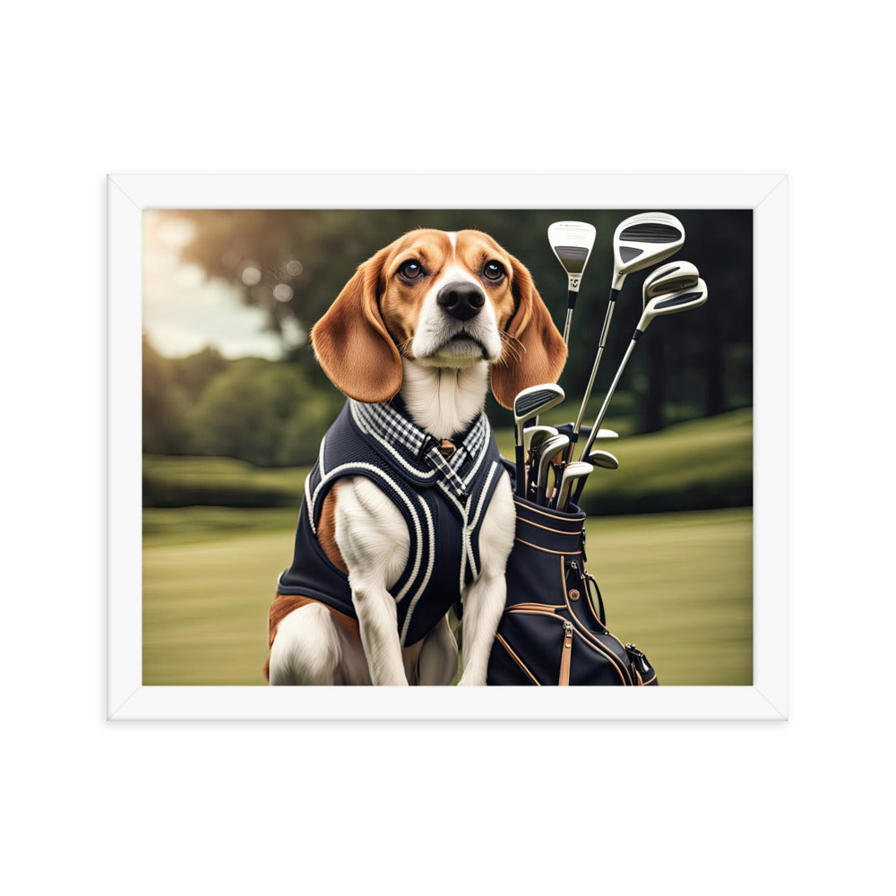 Beagle Golfer- Framed photo paper poster