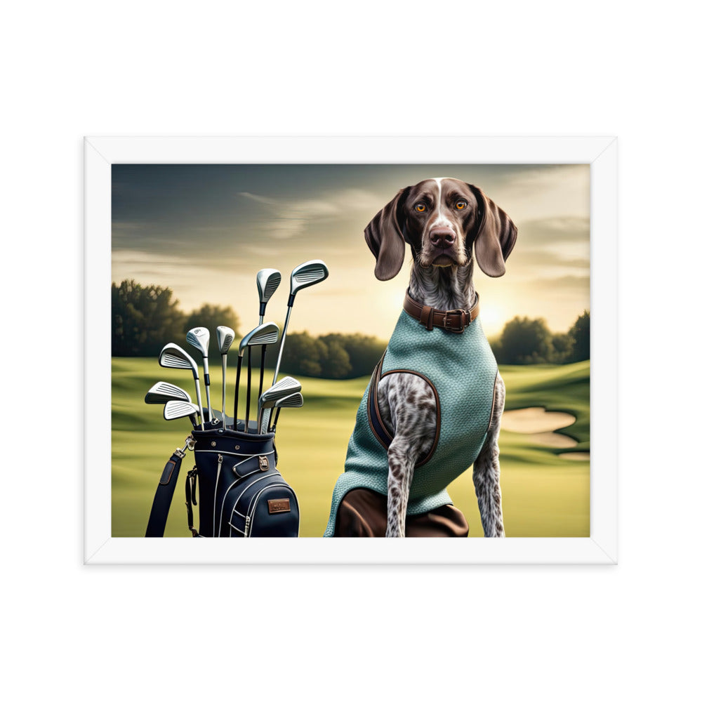 German Shorthaired Pointer Golfer- Framed photo paper poster v2