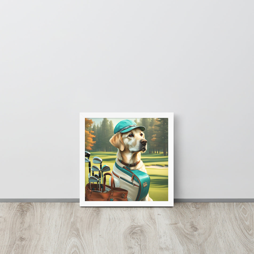 Framed photo paper poster-Labrador Retriever Golfer V10