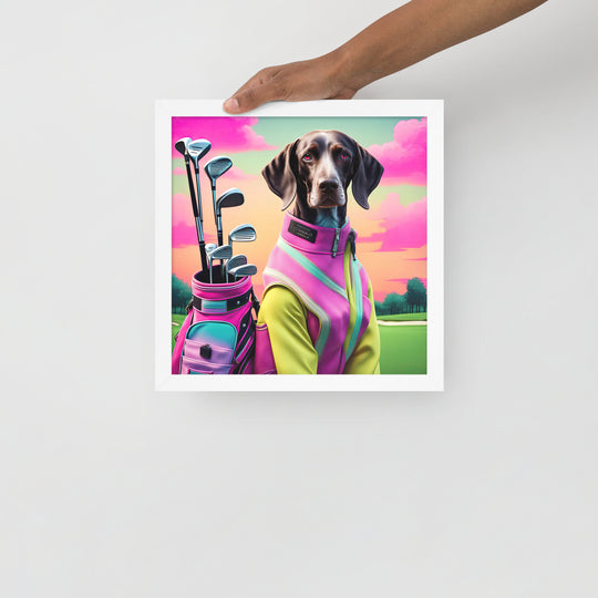 German Shorthaired Pointer Golfer- Framed photo paper poster v3