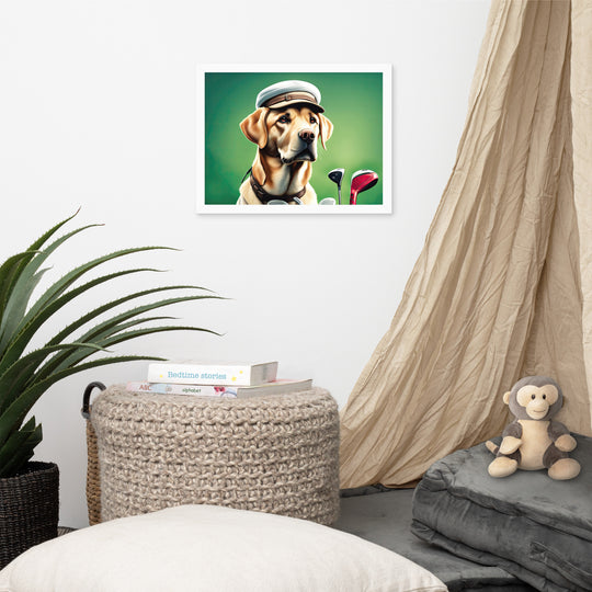 Framed photo paper poster-Labrador Retriever Golfer V3