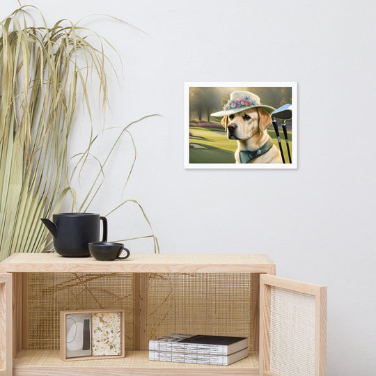 Framed photo paper poster-Labrador Retriever Golfer V5