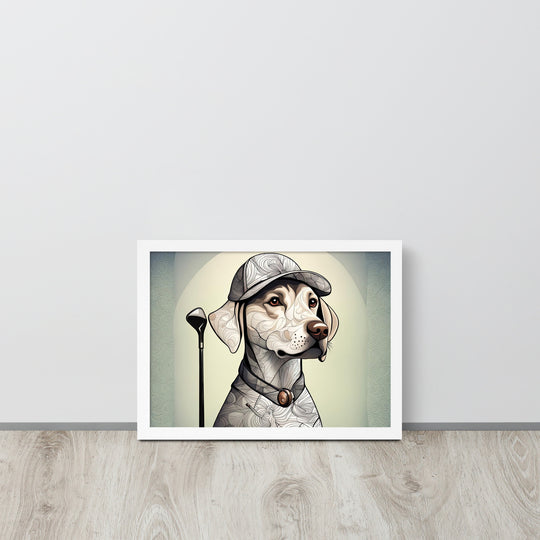 Framed photo paper poster-Labrador Retriever Golfer V22