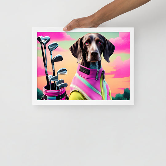 German Shorthaired Pointer Golfer- Framed photo paper poster v3