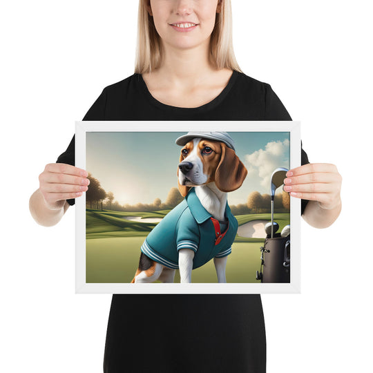 Beagle Golfer- Framed photo paper poster v2