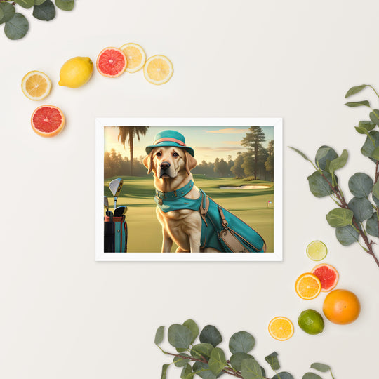 Framed photo paper poster-Labrador Retriever Golfer V12