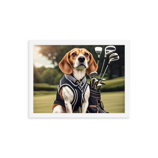 Beagle Golfer- Framed photo paper poster