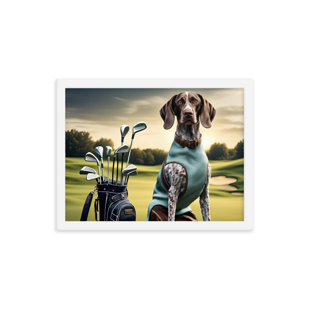 German Shorthaired Pointer Golfer- Framed photo paper poster v2