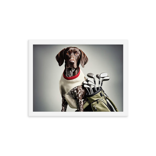 German Shorthaired Pointer Golfer- Framed photo paper poster v4