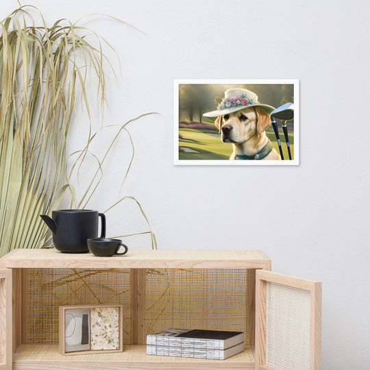 Framed photo paper poster-Labrador Retriever Golfer V5