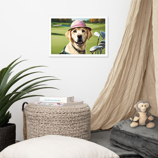 Framed photo paper poster-Labrador Retriever Golfer V19