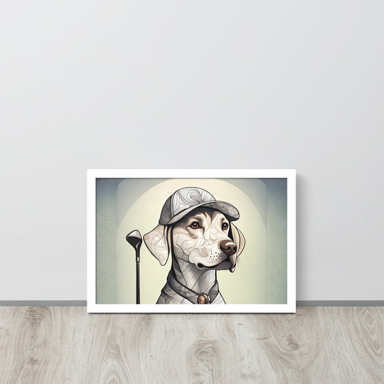 Framed photo paper poster-Labrador Retriever Golfer V22