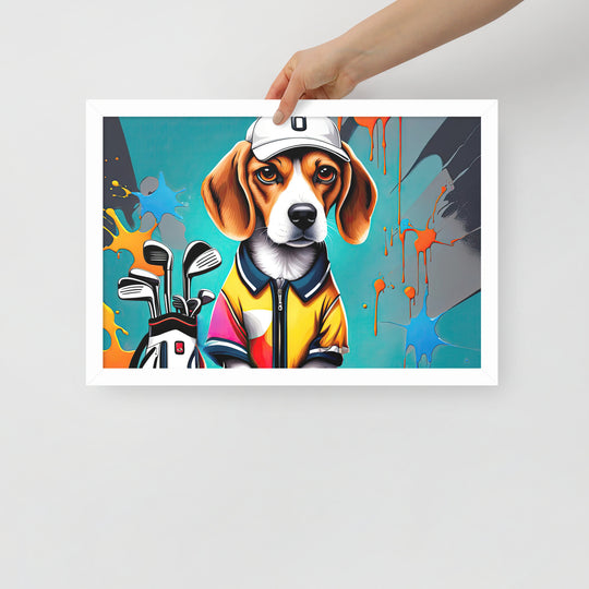 Beagle Golfer- Framed photo paper poster v4