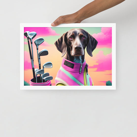 German Shorthaired Pointer Golfer- Framed photo paper poster v3