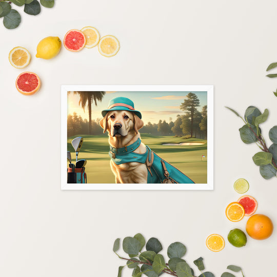 Framed photo paper poster-Labrador Retriever Golfer V12