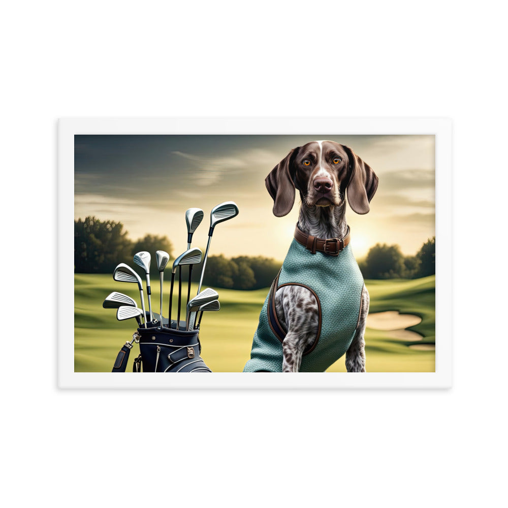 German Shorthaired Pointer Golfer- Framed photo paper poster v2