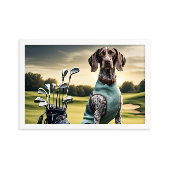 German Shorthaired Pointer Golfer- Framed photo paper poster v2