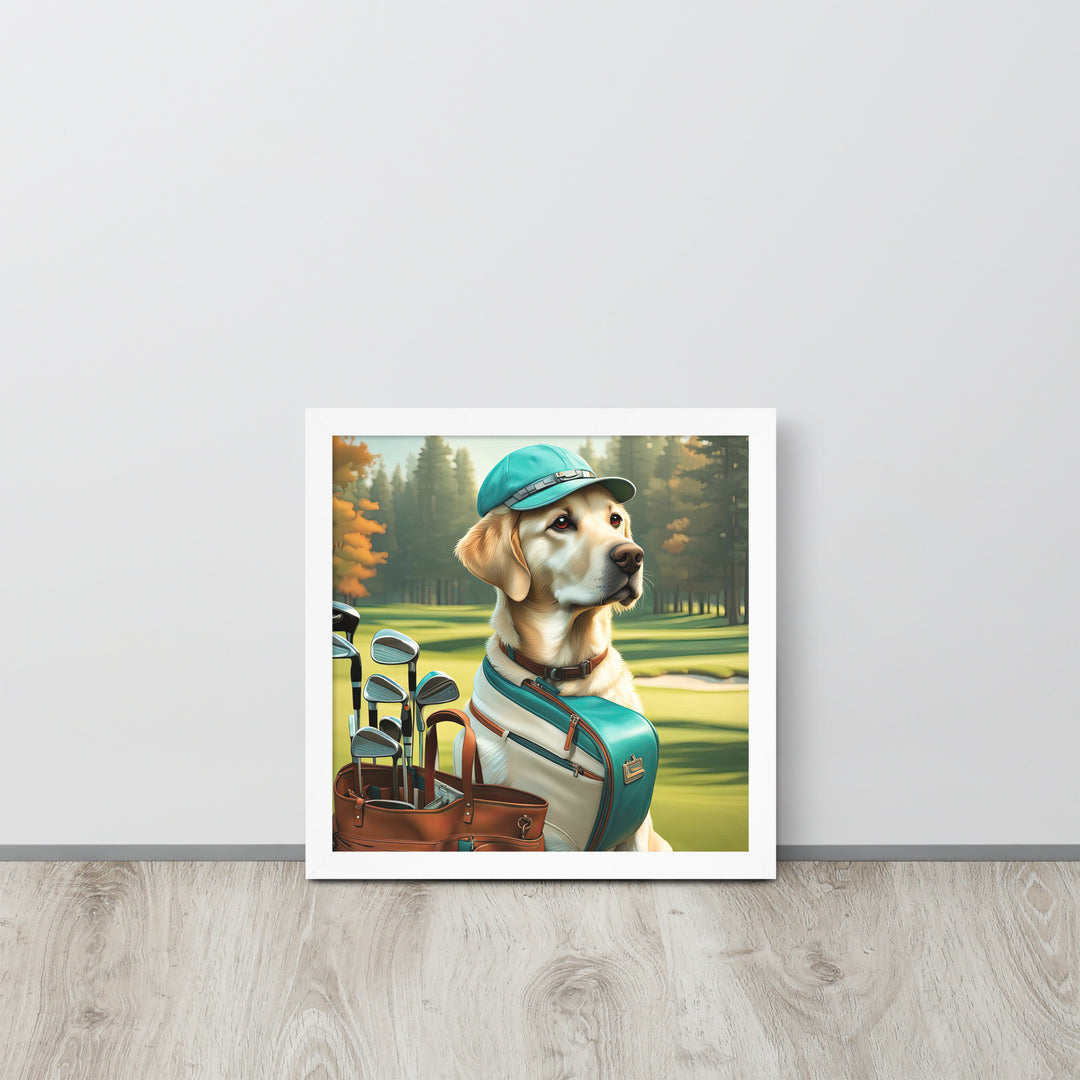 Framed photo paper poster-Labrador Retriever Golfer V10