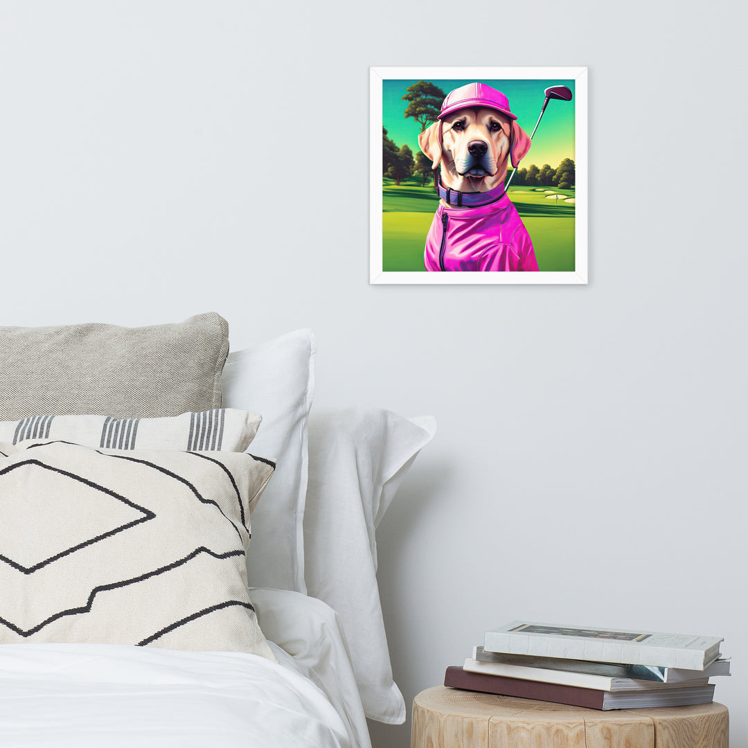 Framed photo paper poster-Labrador Retriever Golfer V16