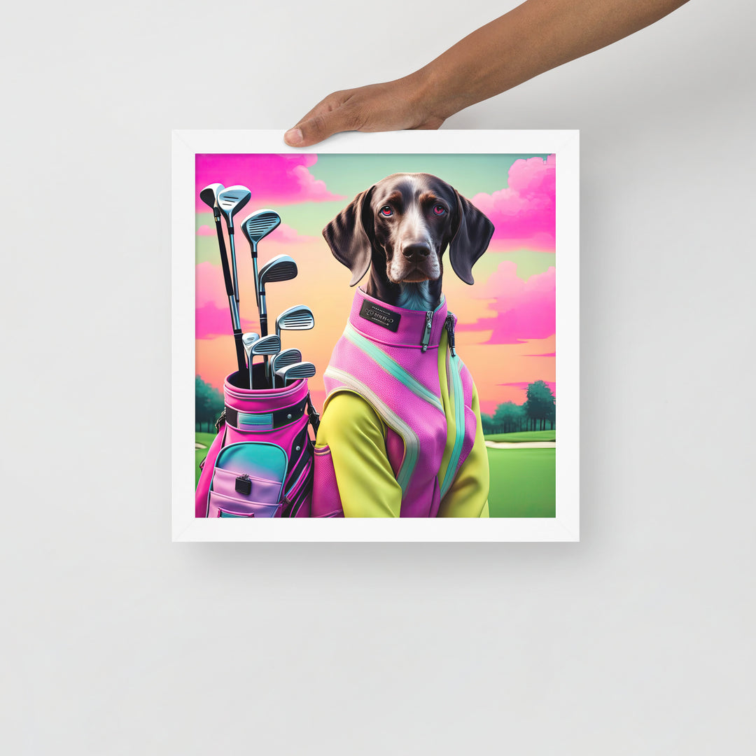 German Shorthaired Pointer Golfer- Framed photo paper poster v3