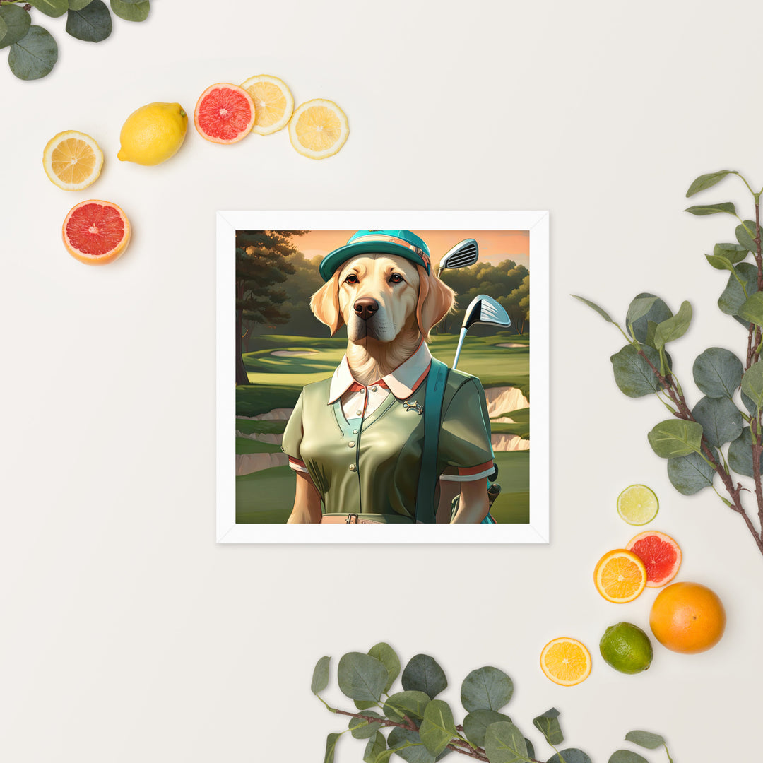 Framed photo paper poster-Labrador Retriever Golfer V14