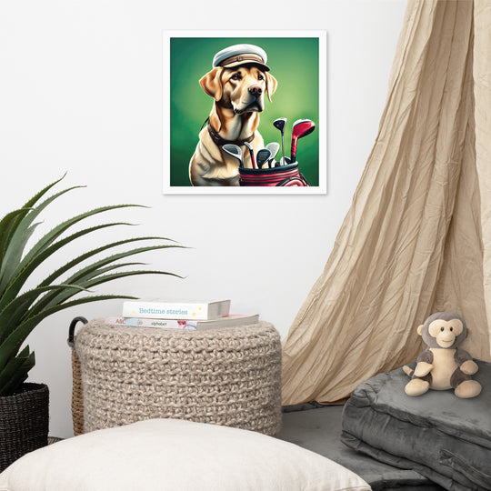 Framed photo paper poster-Labrador Retriever Golfer V3