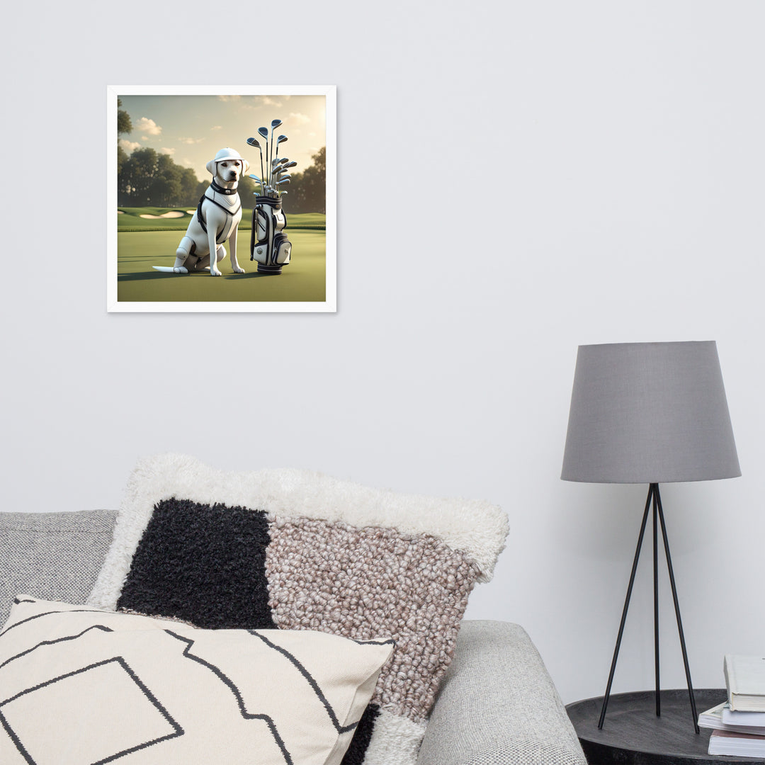 Framed photo paper poster-Labrador Retriever Golfer V6