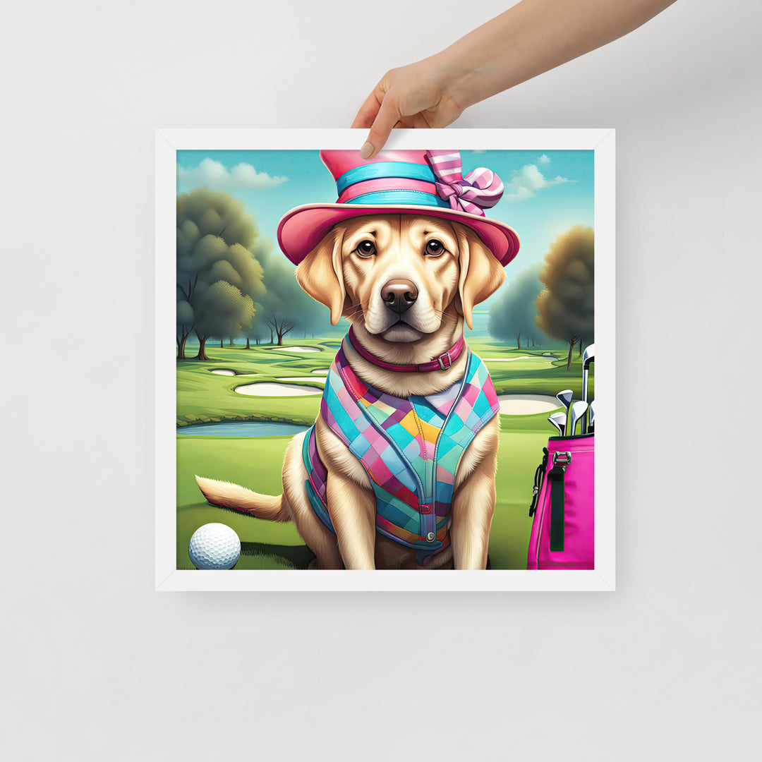 Framed photo paper poster-Labrador Retriever Golfer V9